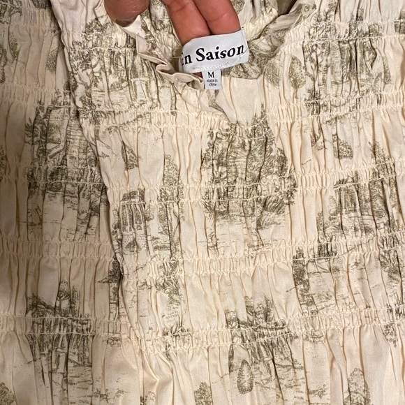 En Saison Cream and Green Printed Maxi Dress - Picture 4 of 7